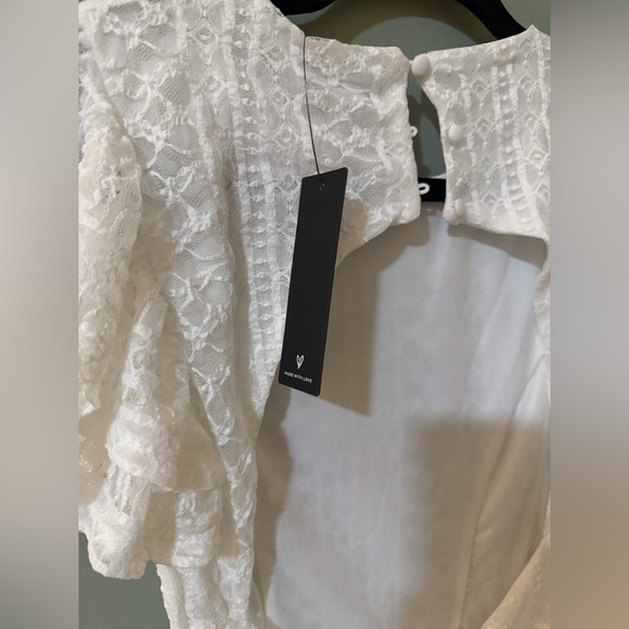 Lulus Whimsical Spirit Ivory Lace Tiered Backless Midi Dress size small NWT - Picture 6 of 10